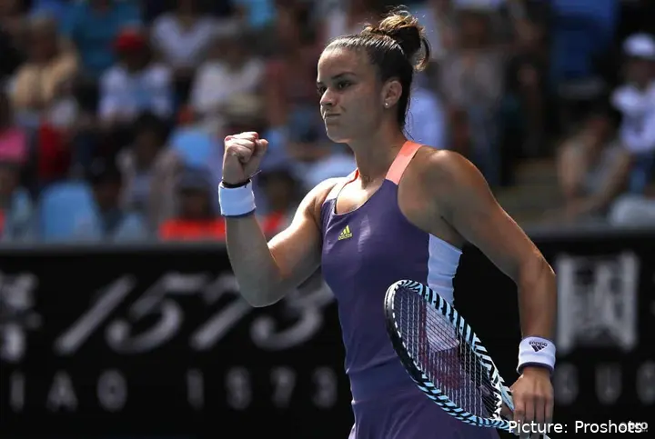 Maria Sakkari clenches her fist at 2020 Australian Open.