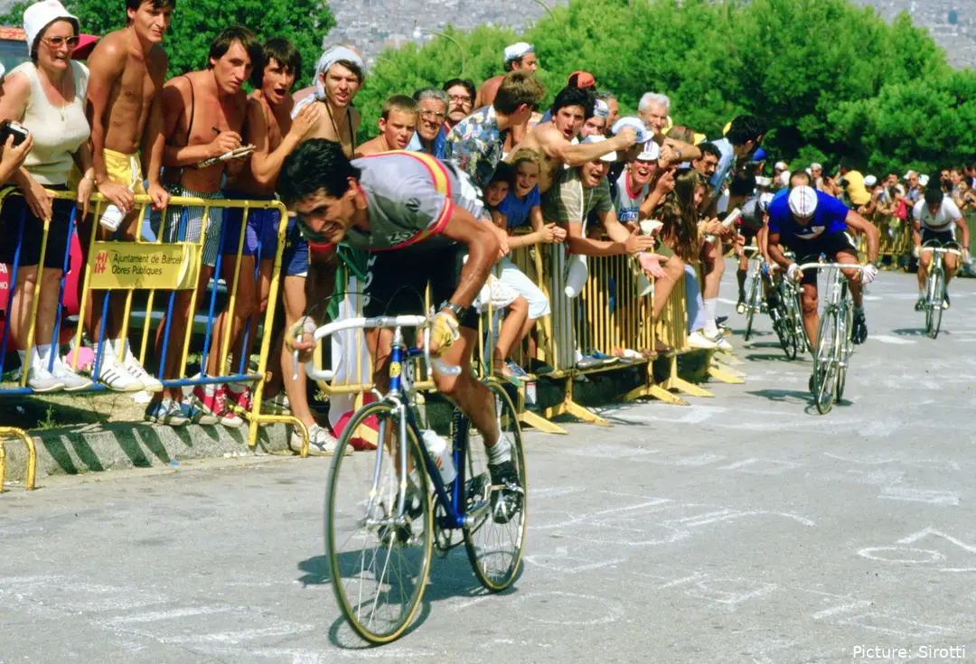 Juan Fernández, en pleno esfuerzo en el Mundial de 1984.