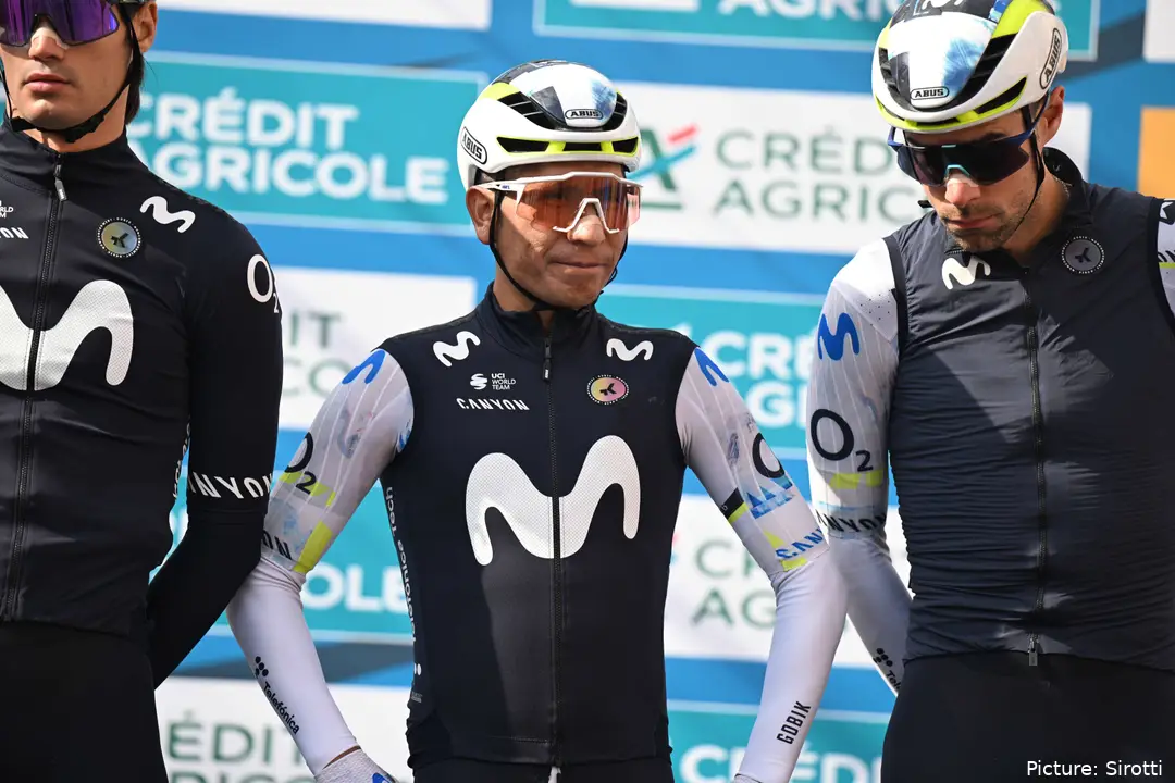 Nairo Quintana, con Movistar Team en la Tirreno Adriático 2026.