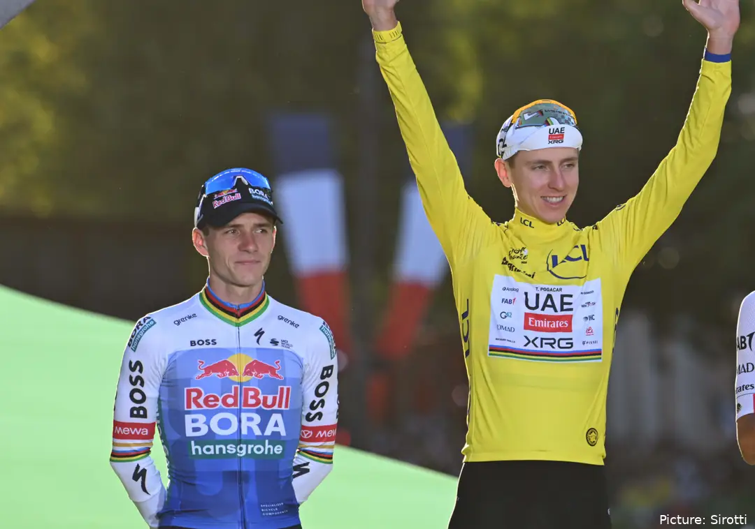 Remco Evenepoel y Tadej Pogacar tras el Tour de France 2026