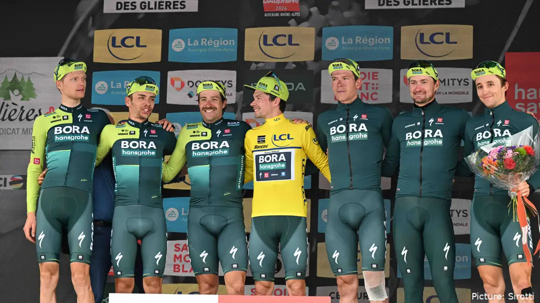 Primoz Roglic after winning the 2024 Criterium du Dauphiné. @Sirotti