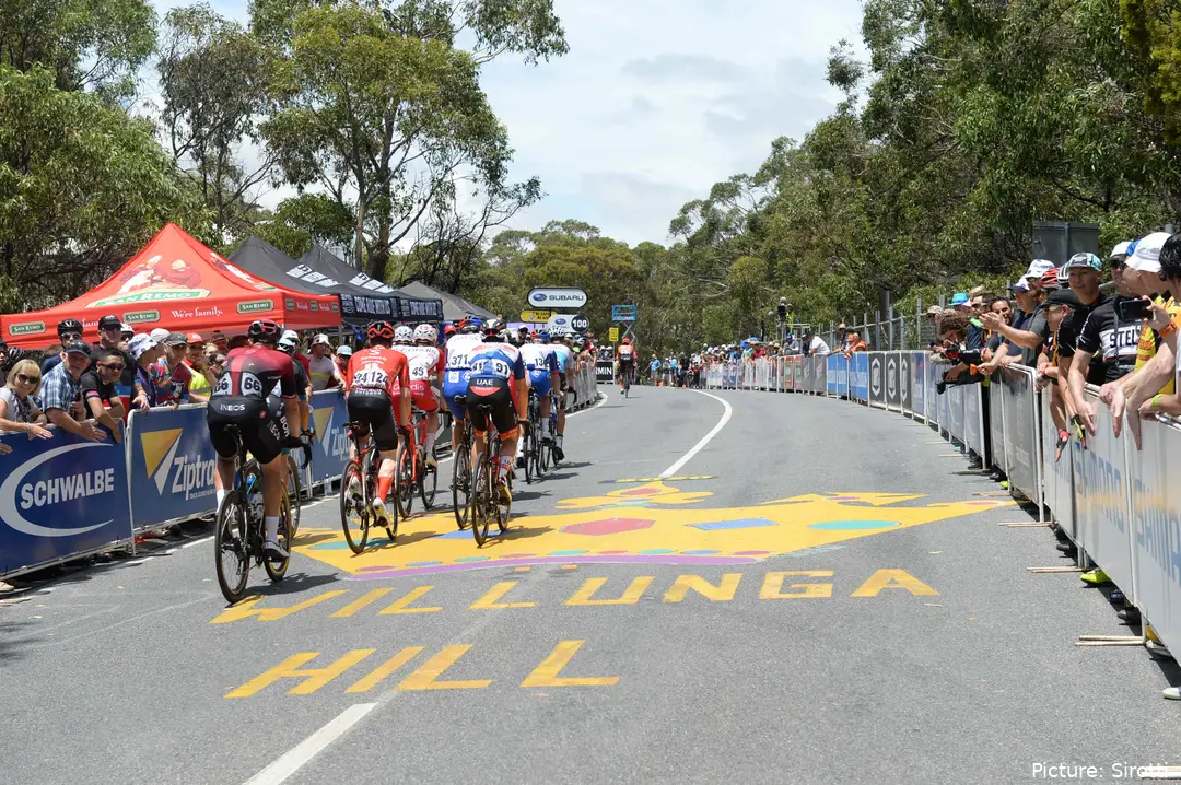 The climb to Willunga Hill, pivotal at the Santos Tour Down Under