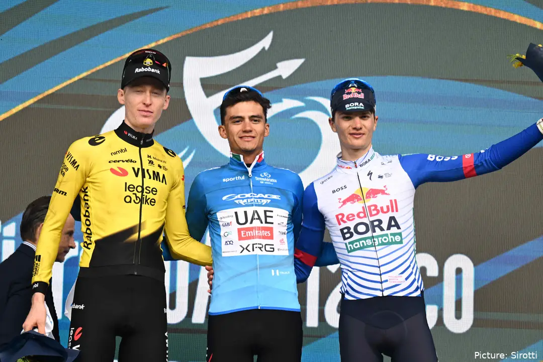 The final podium of Tirreno-Adriatico 2026
