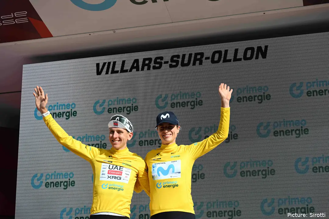 Tadej Pogacar and Marlen Reusser at the 2026 Tour de Suisse