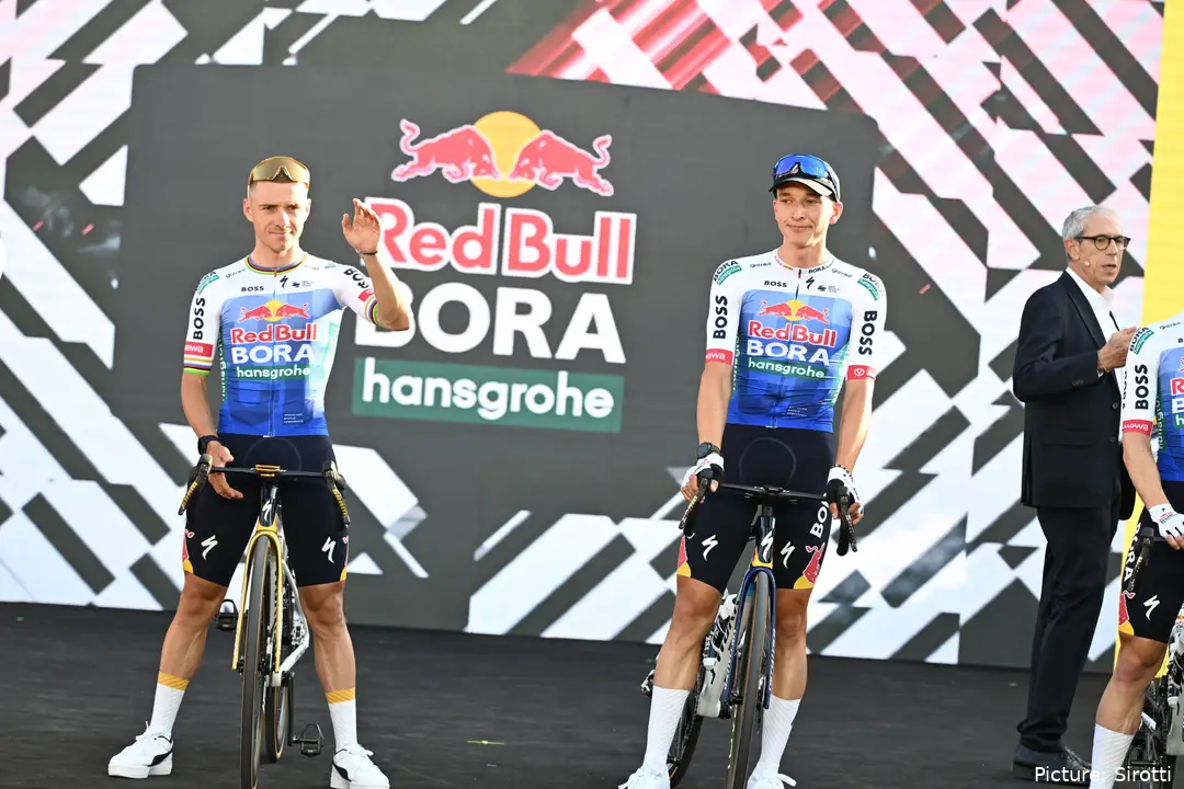 Florian Lipowitz and Remco Evenepoel together at the 2026 Tour de France