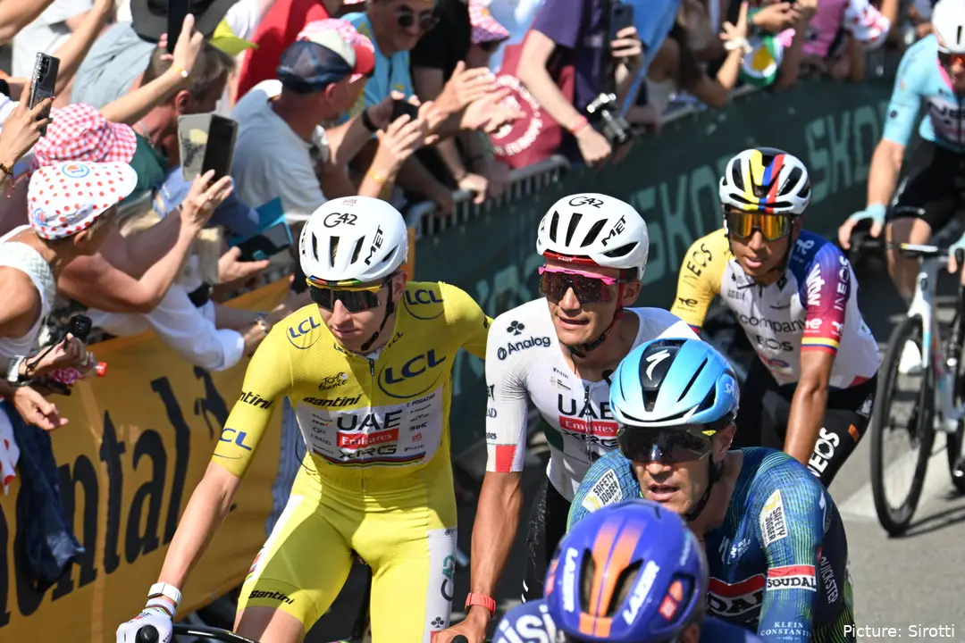 Tadej Pogacar and Isaac del Toro on stage 11 of the 2026 Tour de France