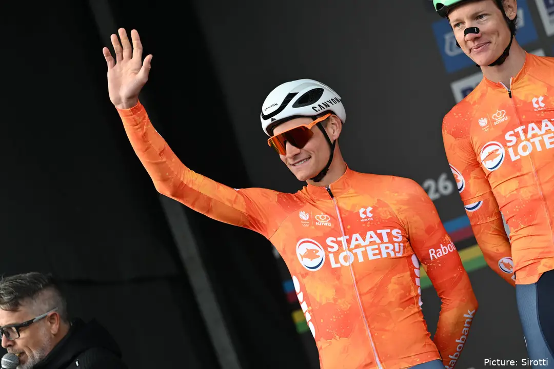 Mathieu van der Poel ahead of the men's elite road race at the 2026 Montreal World Championships