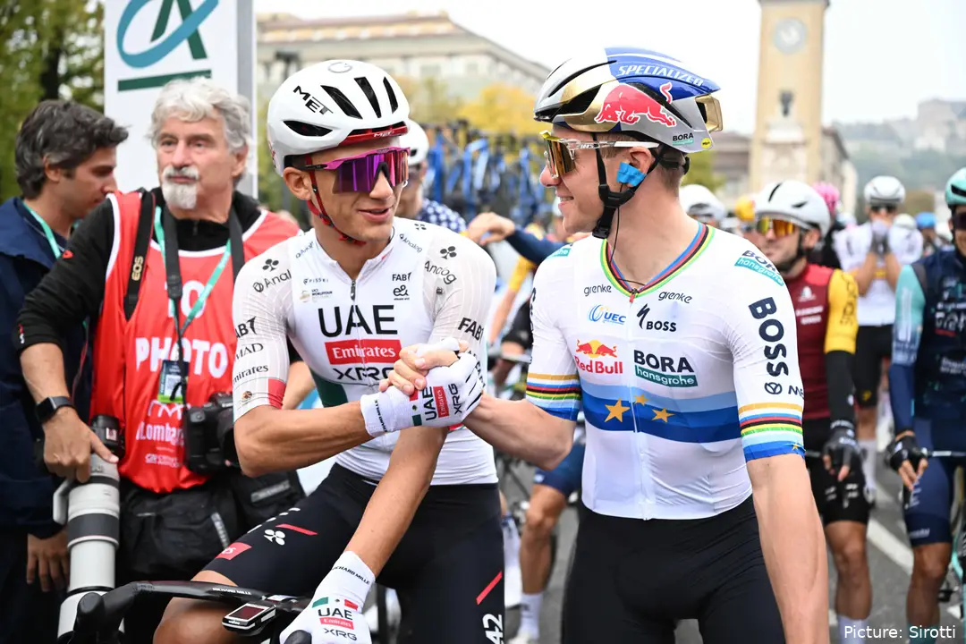 Isaac del Toro and Remco Evenepoel ahead of Il Lombardia 2026