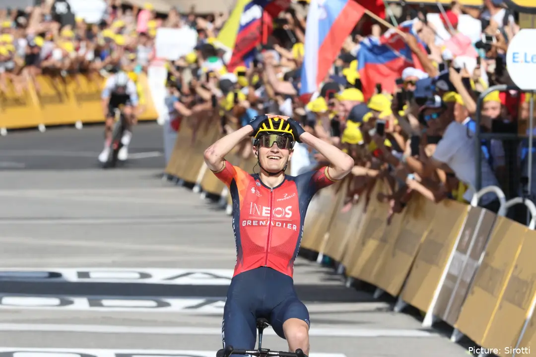 Carlos Rodríguez gewann 2023 bei der Tour de France eine Etappe vor Pogačar und Vingegaard