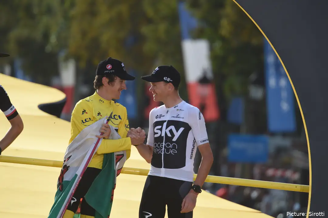 Geraint Thomas nach seinem Toursieg 2018, neben Chris Froome
