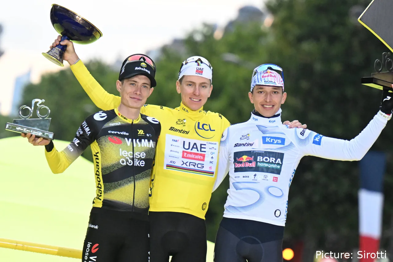 Florian Lipowitz, 3º en el Tour de Francia 2025 tras Tadej Pogacar y Jonas Vingegaard