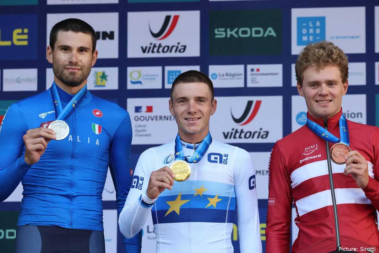 Ganna, Evenepoel, Larsen, en el Campeonato de Europa.&nbsp;