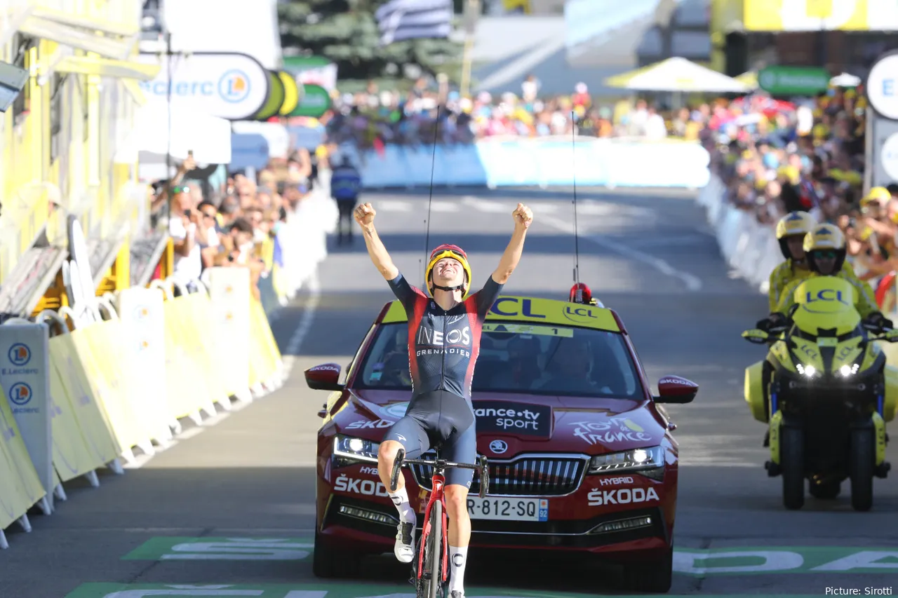 Tom Pidcock won the Alpe d'Huez stage at the 2022 Tour de France. @Sirotti