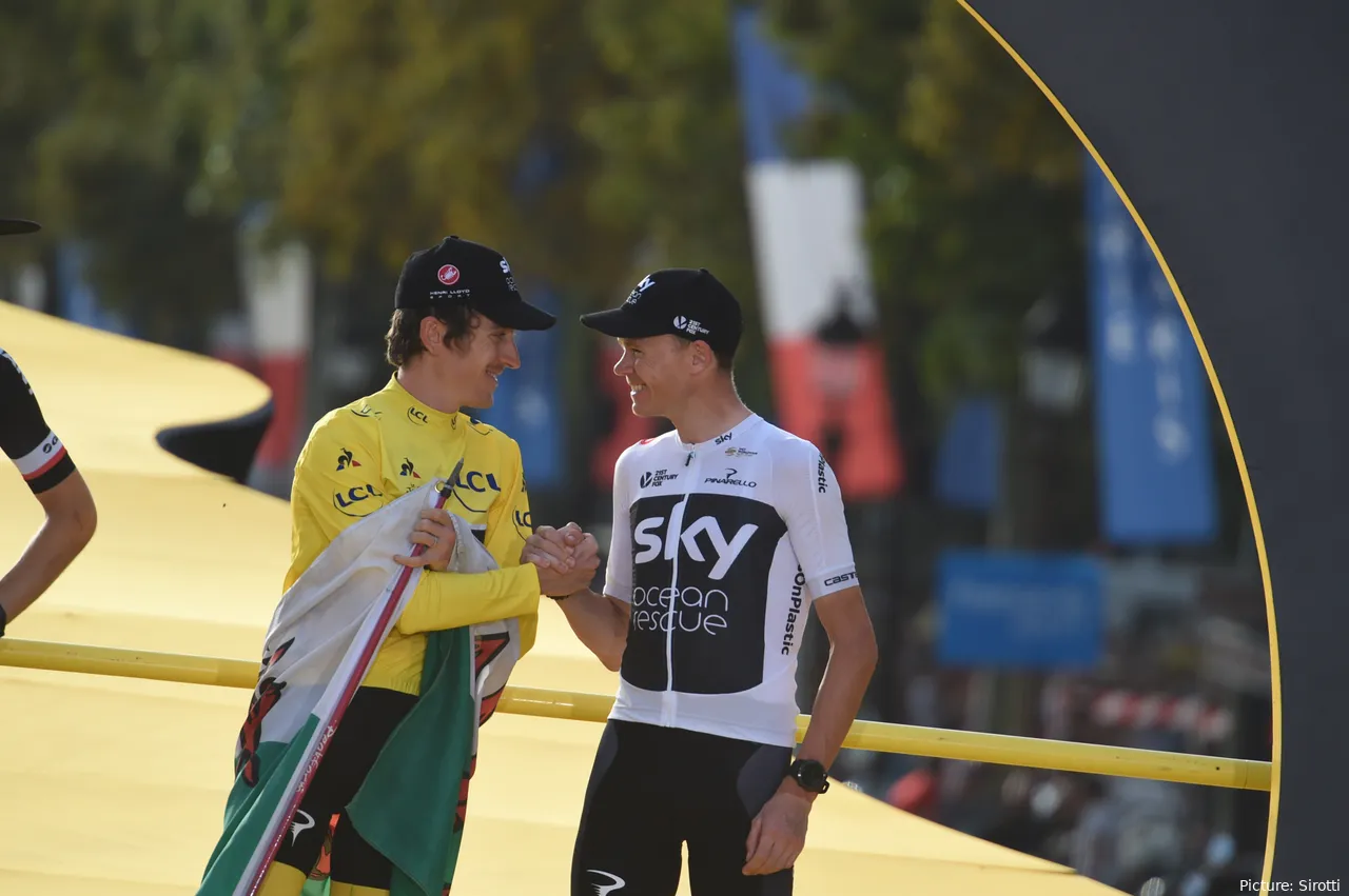 Geraint Thomas (L) and Chris Froome (R) both took Grand Tour success under Dave Brailsford's guidance at Team Sky
