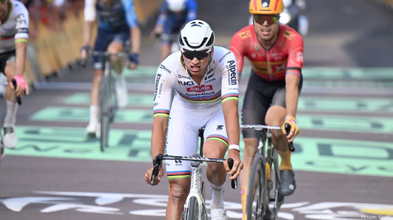 Até ao momento, Mathieu van der Poel já lançou Jasper Philipsen para 3 vitórias de etapa mas ainda não conquistou nenhuma para si próprio.