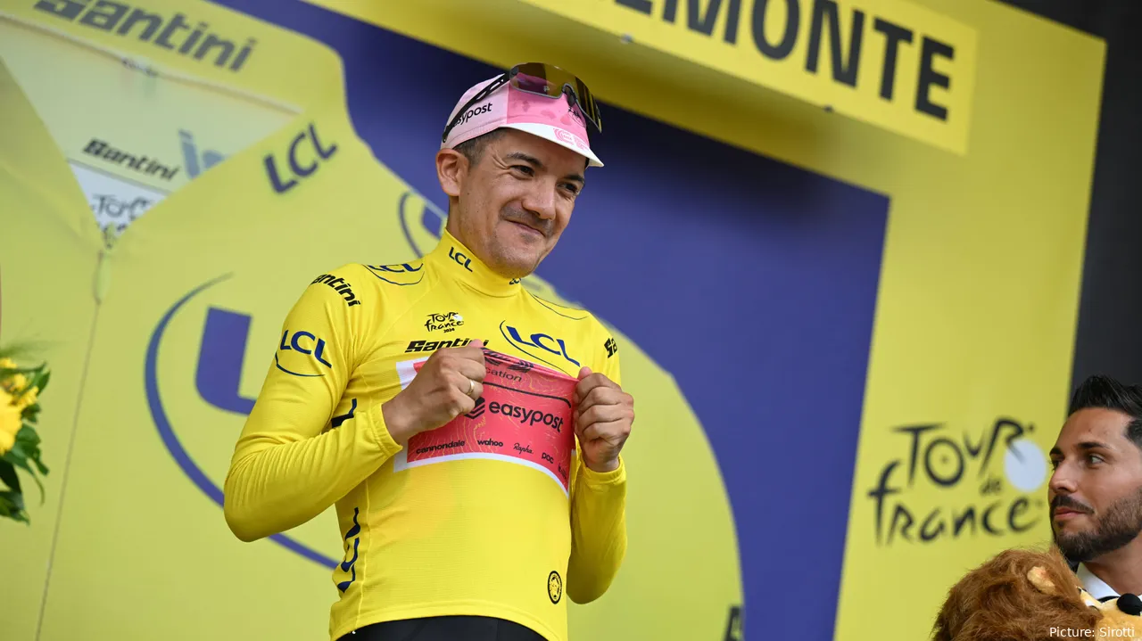 Carapaz trug das Maillot Jaune bei der Tour de France 2024
