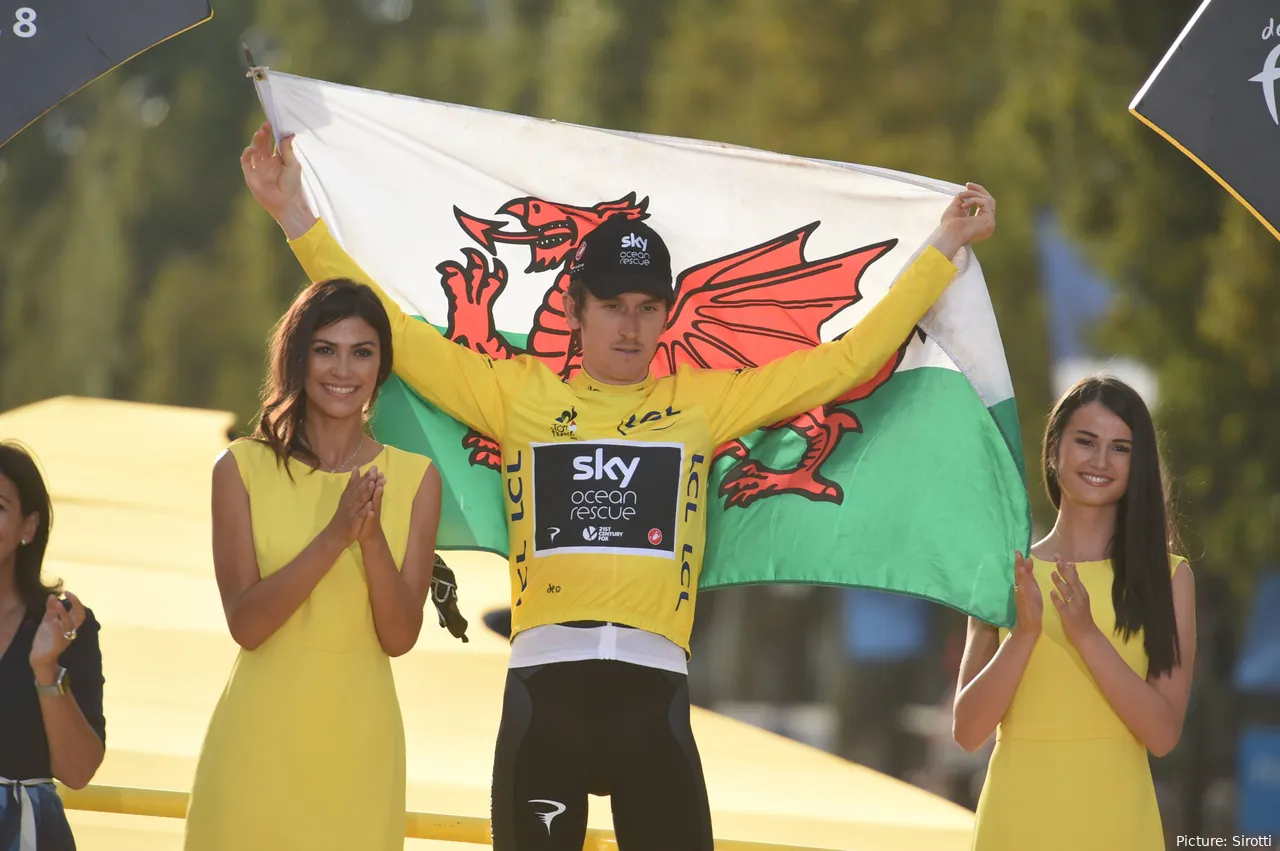 Thomas viert zijn gele trui overwinning in de Tour de France 2018