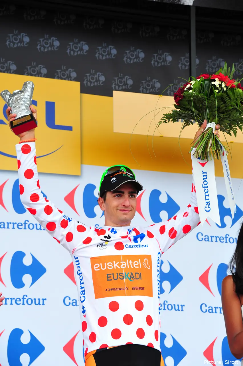 Juanjo Lobato, con el maillot de la montaña del Tour de Francia