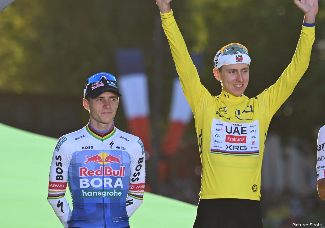 Remco Evenepoel y Tadej Pogacar tras el Tour de Francia 2026