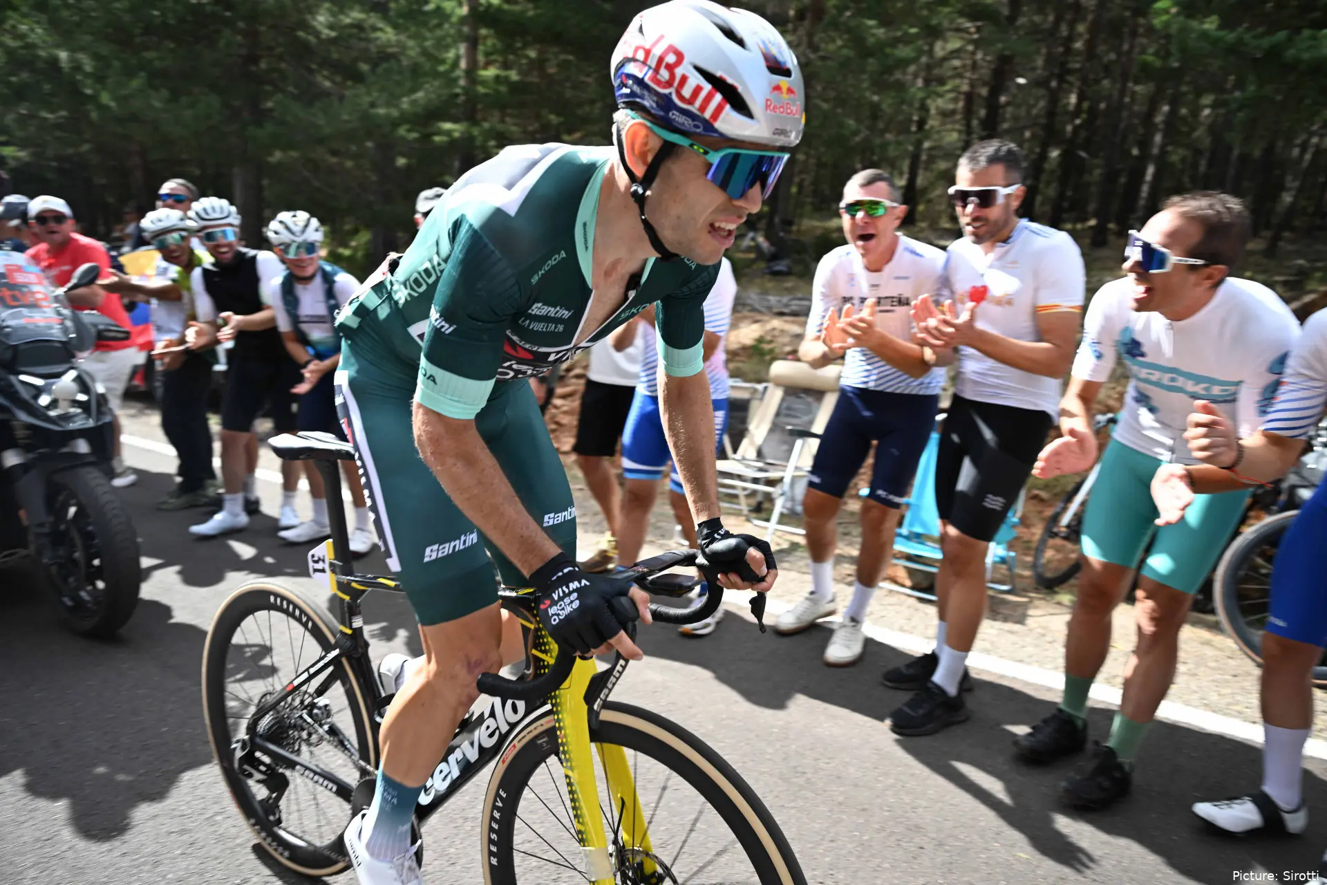 Wout van Aert in action on Stage 7 of the 2026 Vuelta a Espana