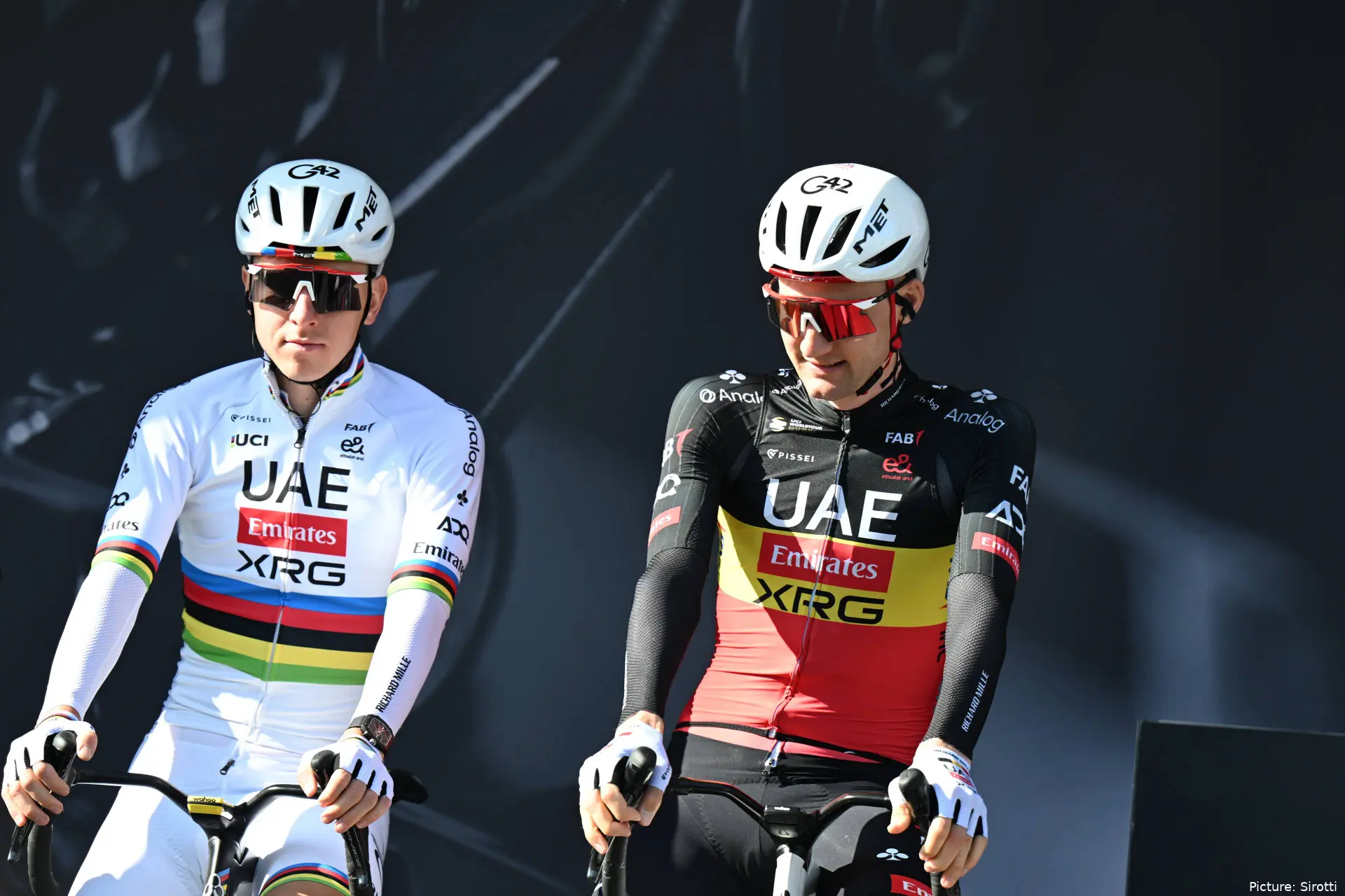 Tim Wellens and Tadej Pogacar at the 2026 Liêge-Bastogne-Liège