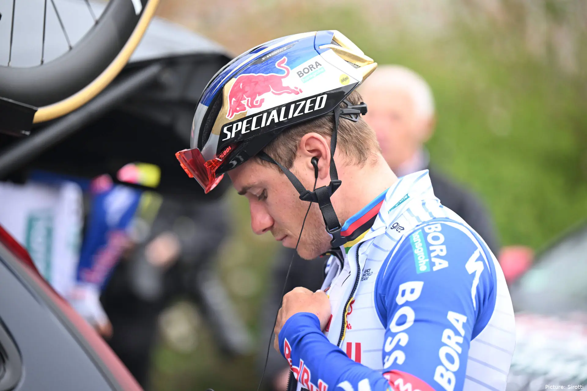 Remco Evenepoel during recon for the 2026 Tour of Flanders