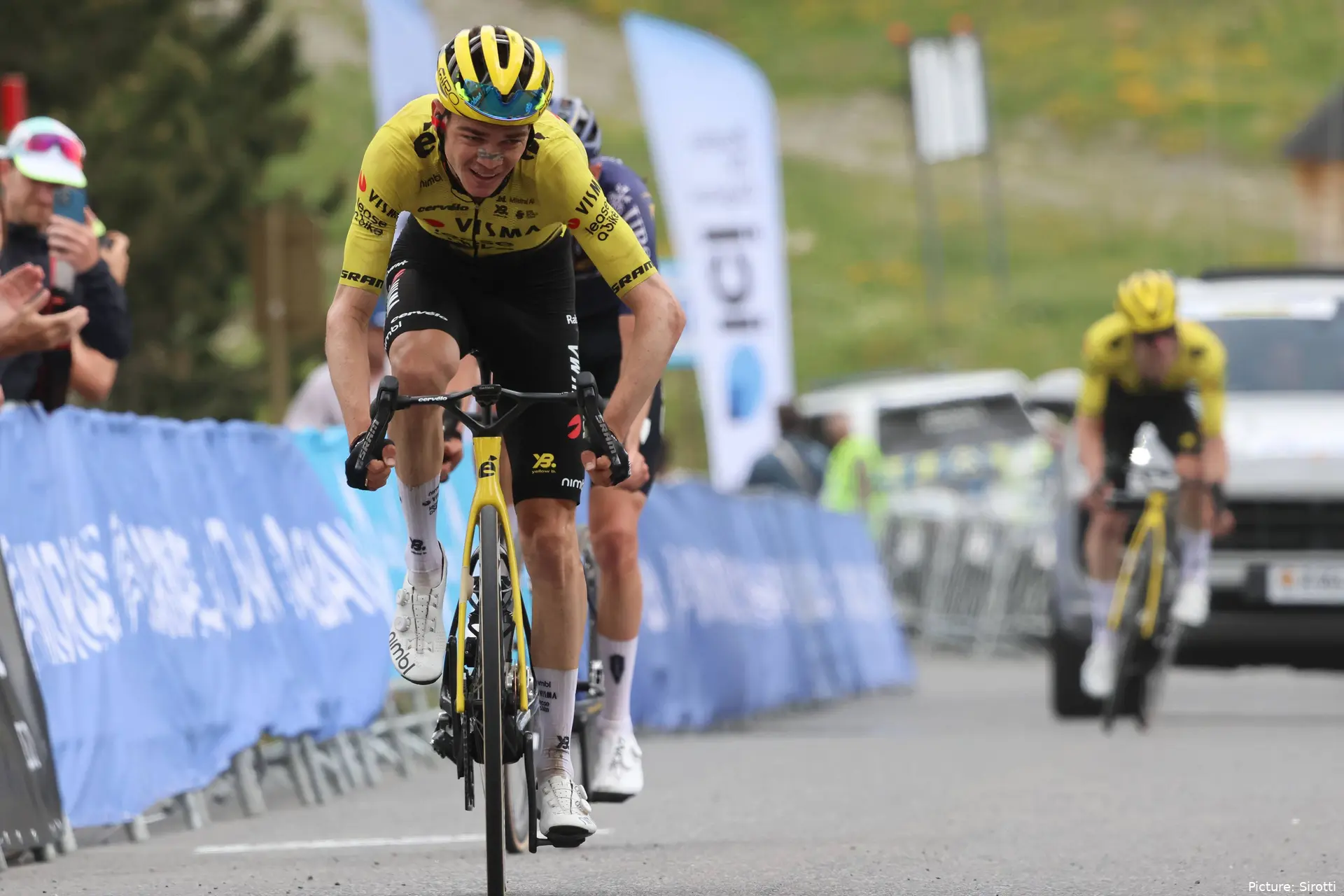 Sepp Kuss in action at the 2026 Andorra MoraBanc Classica