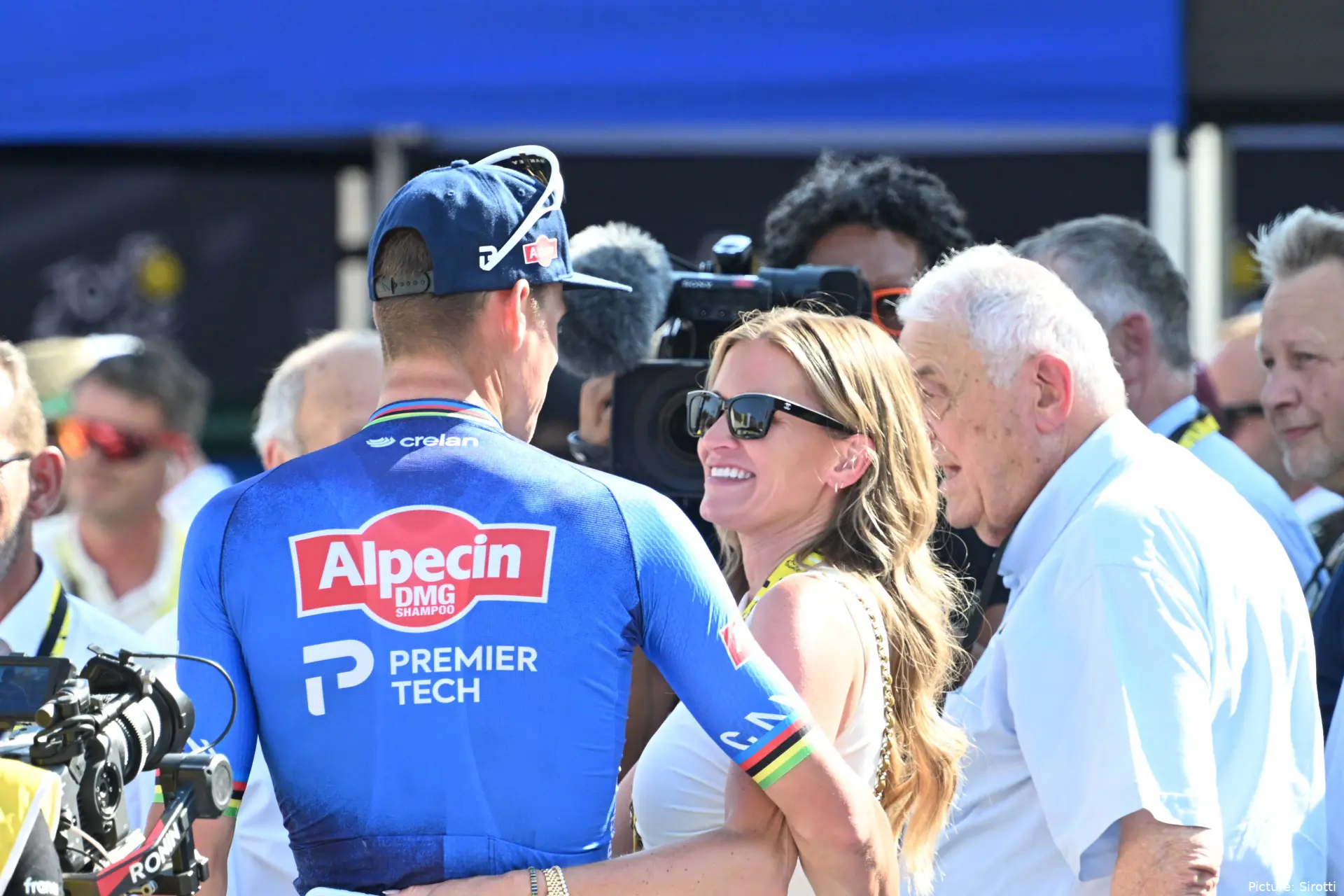 Mathieu van der Poel and Roxanne Bertels on stage 9 of the 2026 Tour de France