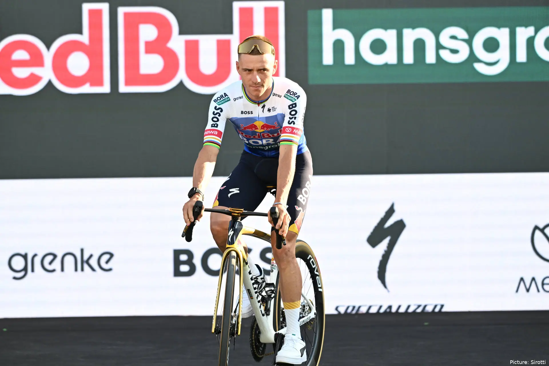 Remco Evenepoel at the 2026 Tour de France team presentation
