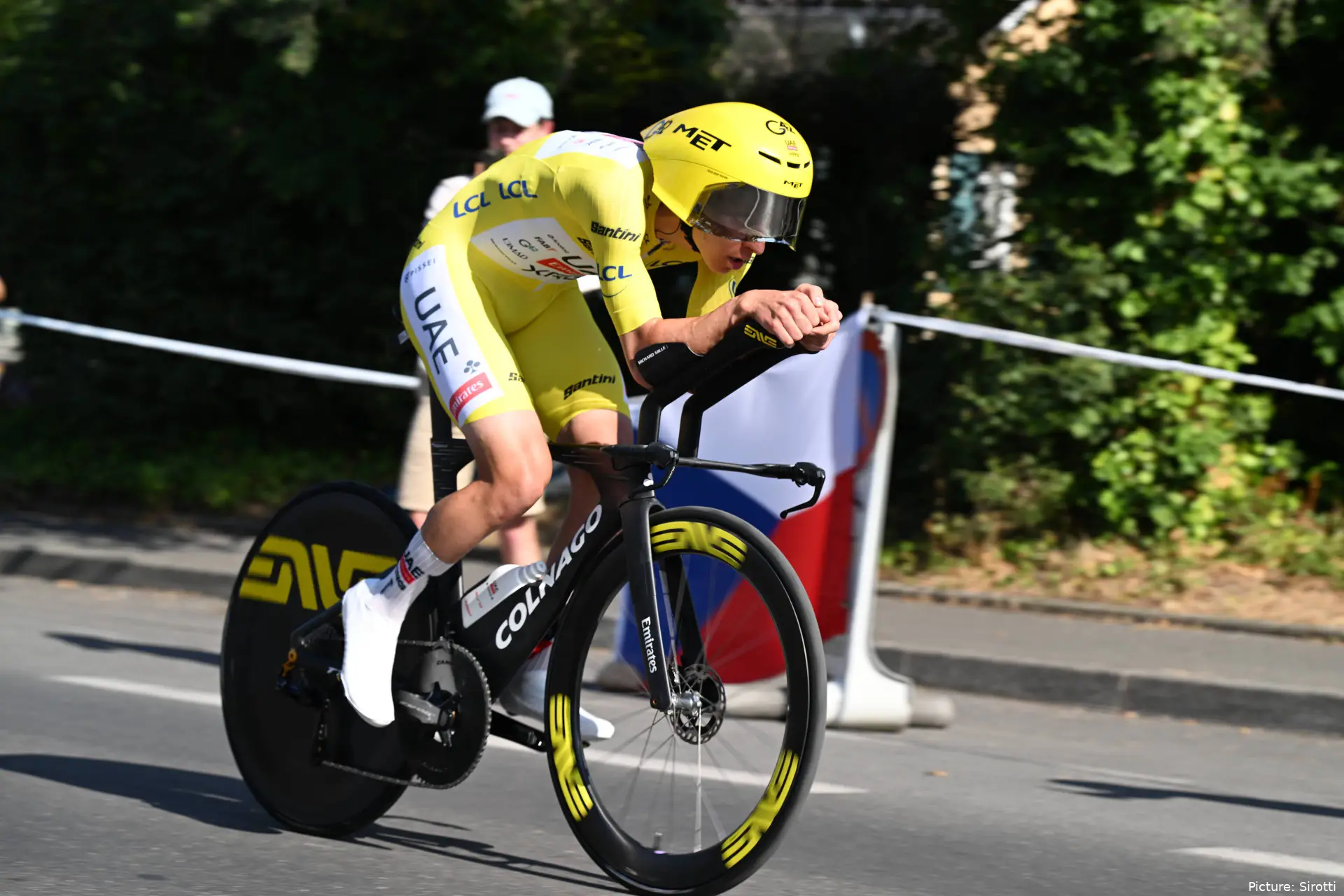 Tadej Pogacar in the 2026 Tour de France time trial.