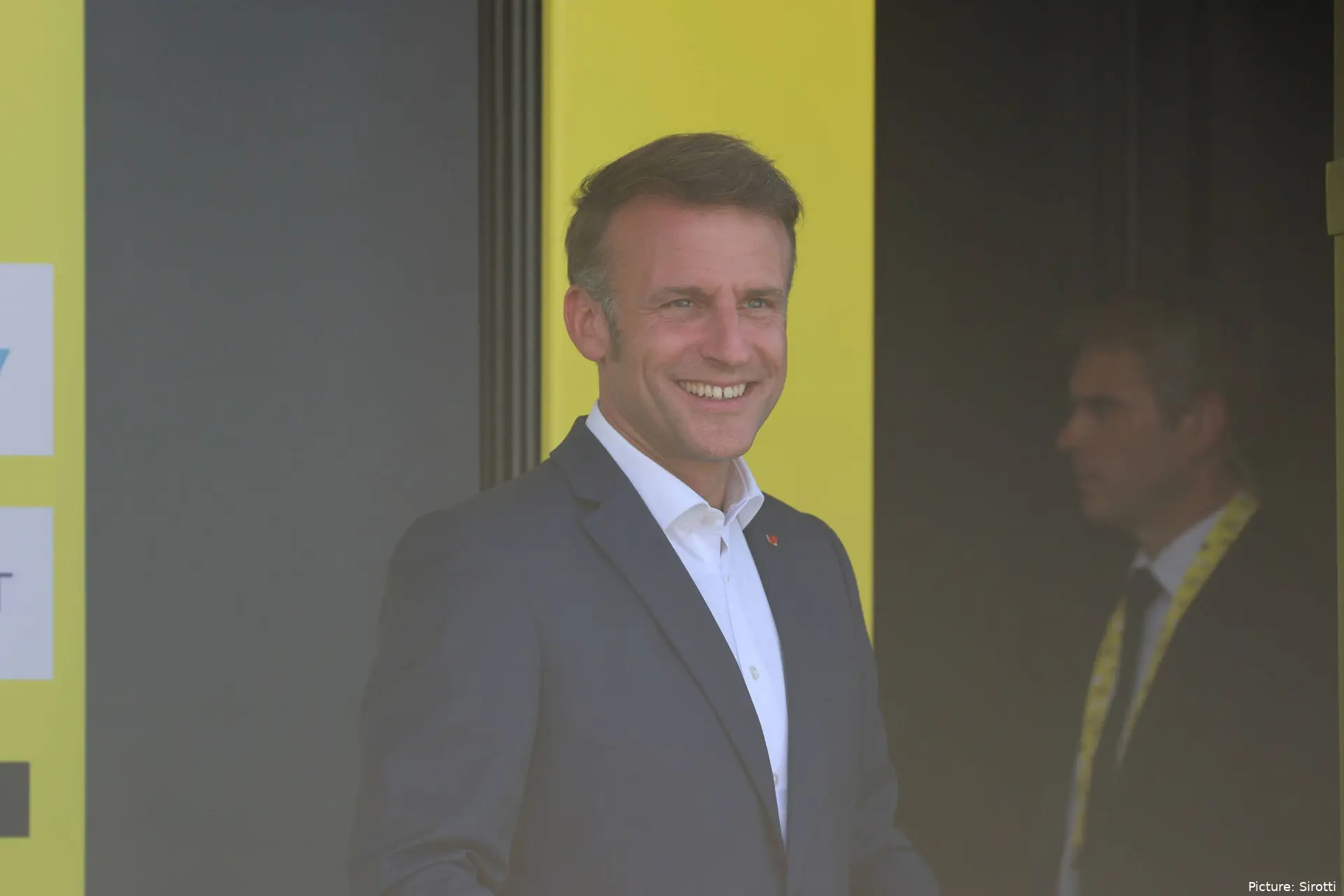 French President Emmanuel Macron at the Tour de France