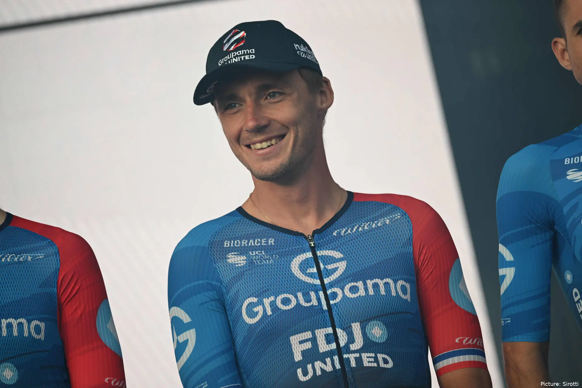 Valentin Madouas at the 2026 Tour de Pologne team presentation