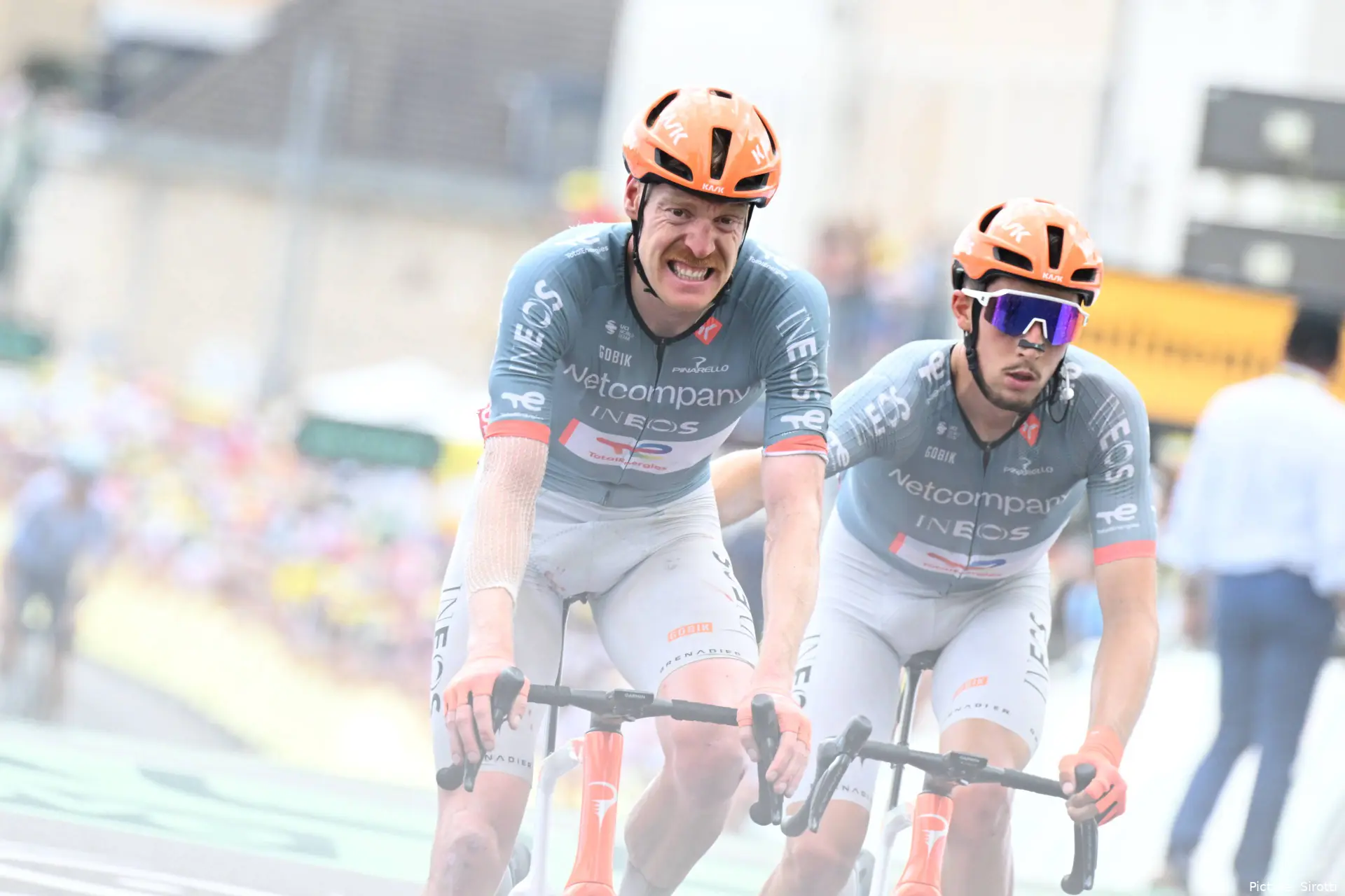 Dorian Godon and Kevin Vauquelin on stage 12 of the 2026 Tour de France