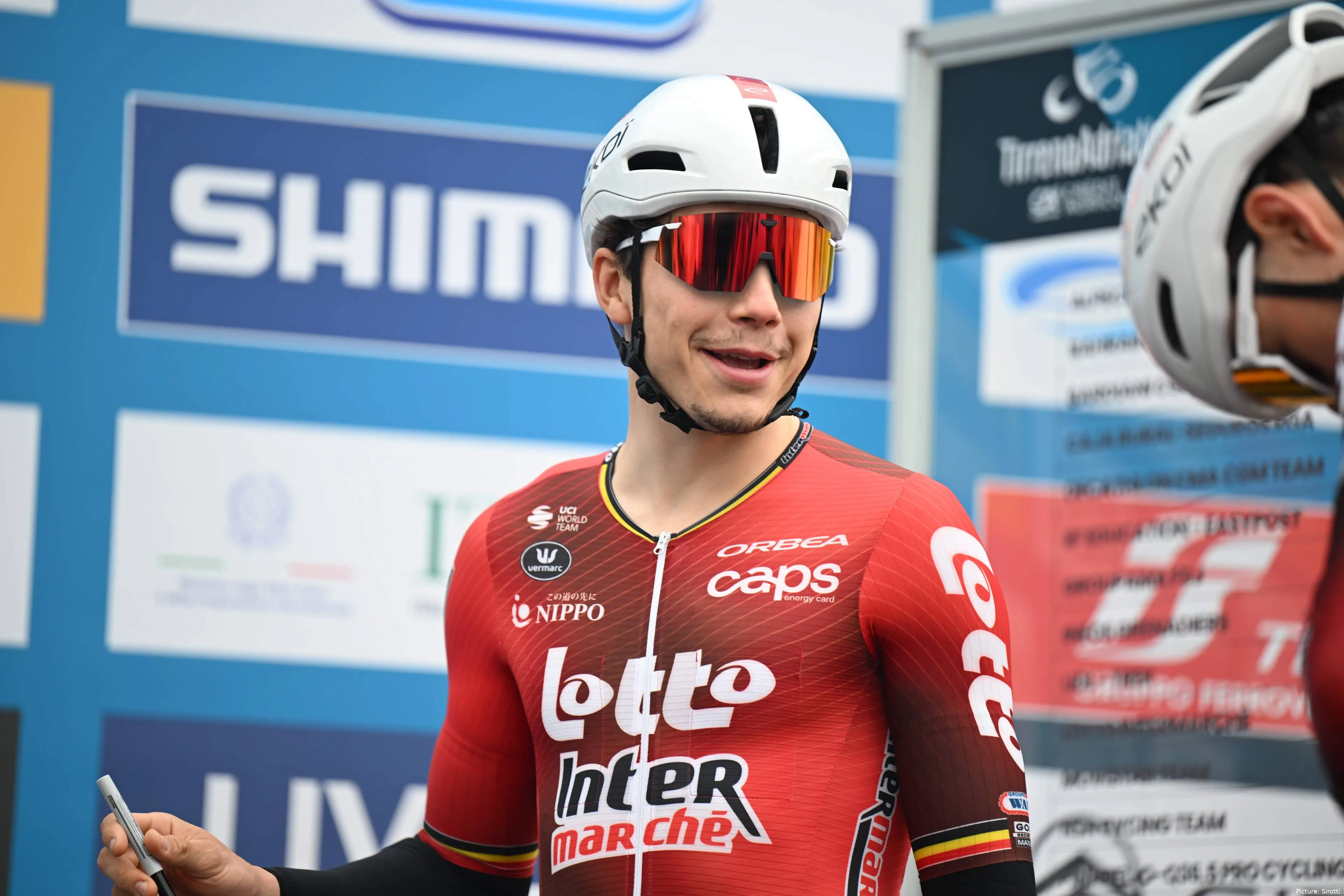 Arnaud De Lie ahead of stage 2 at the 2026 Tirreno-Adriatico