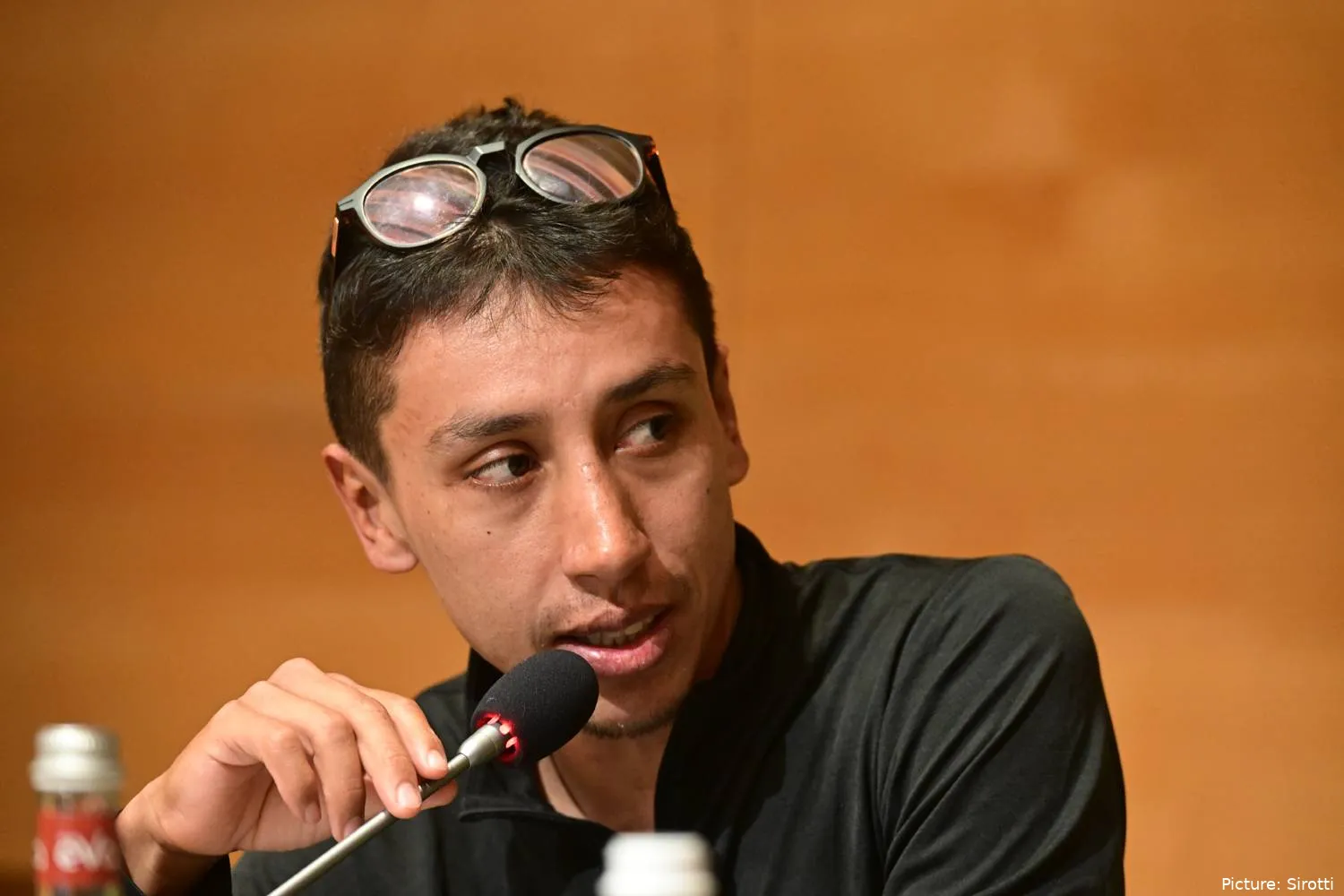 Egan Bernal at the pre-2026 Tour of the Alps press conference