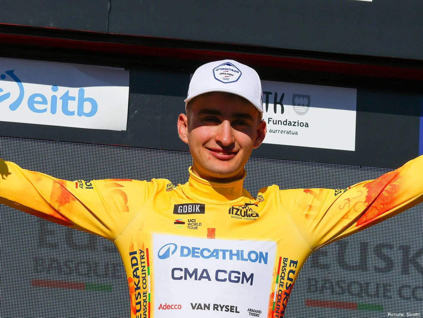 Paul Seixas in the yellow jersey at the Itzulia Basque Country