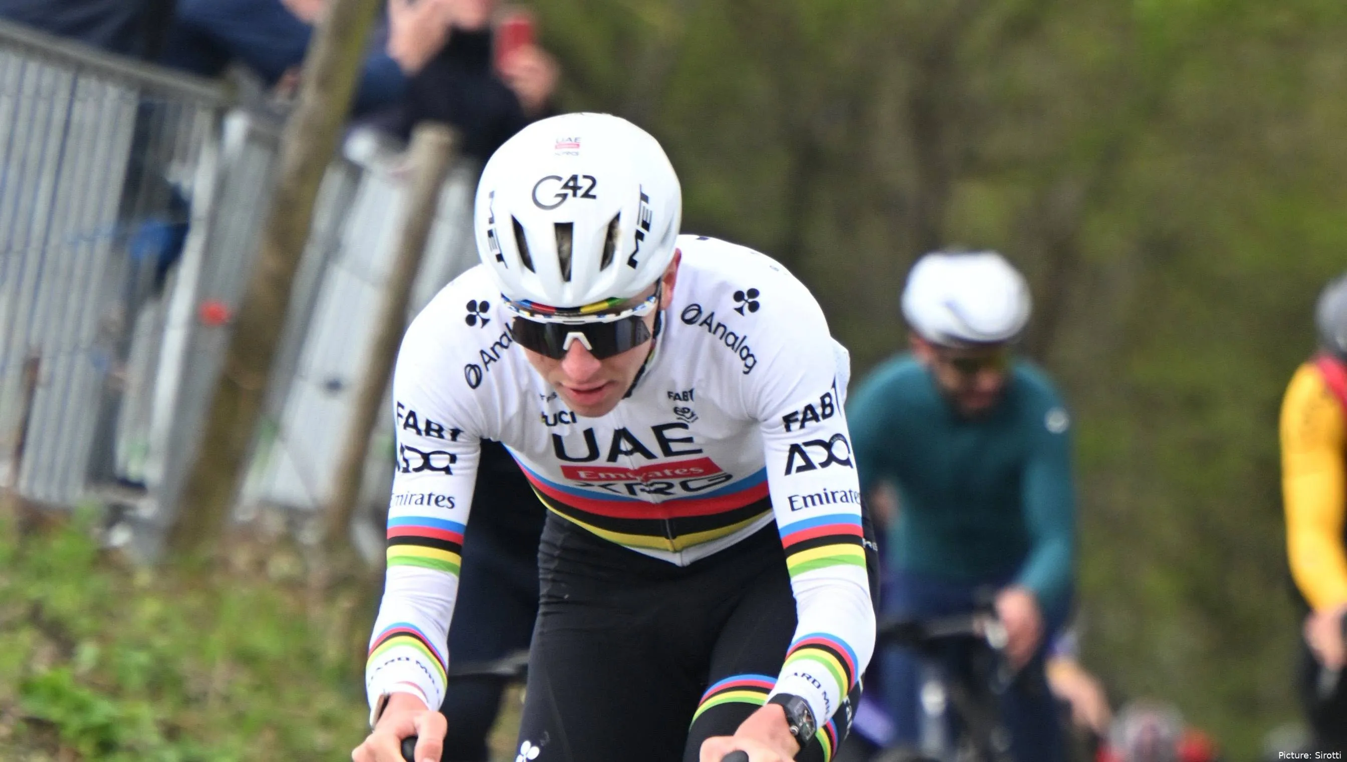 Tadej Pogacar during recon for the 2026 Tour of Flanders