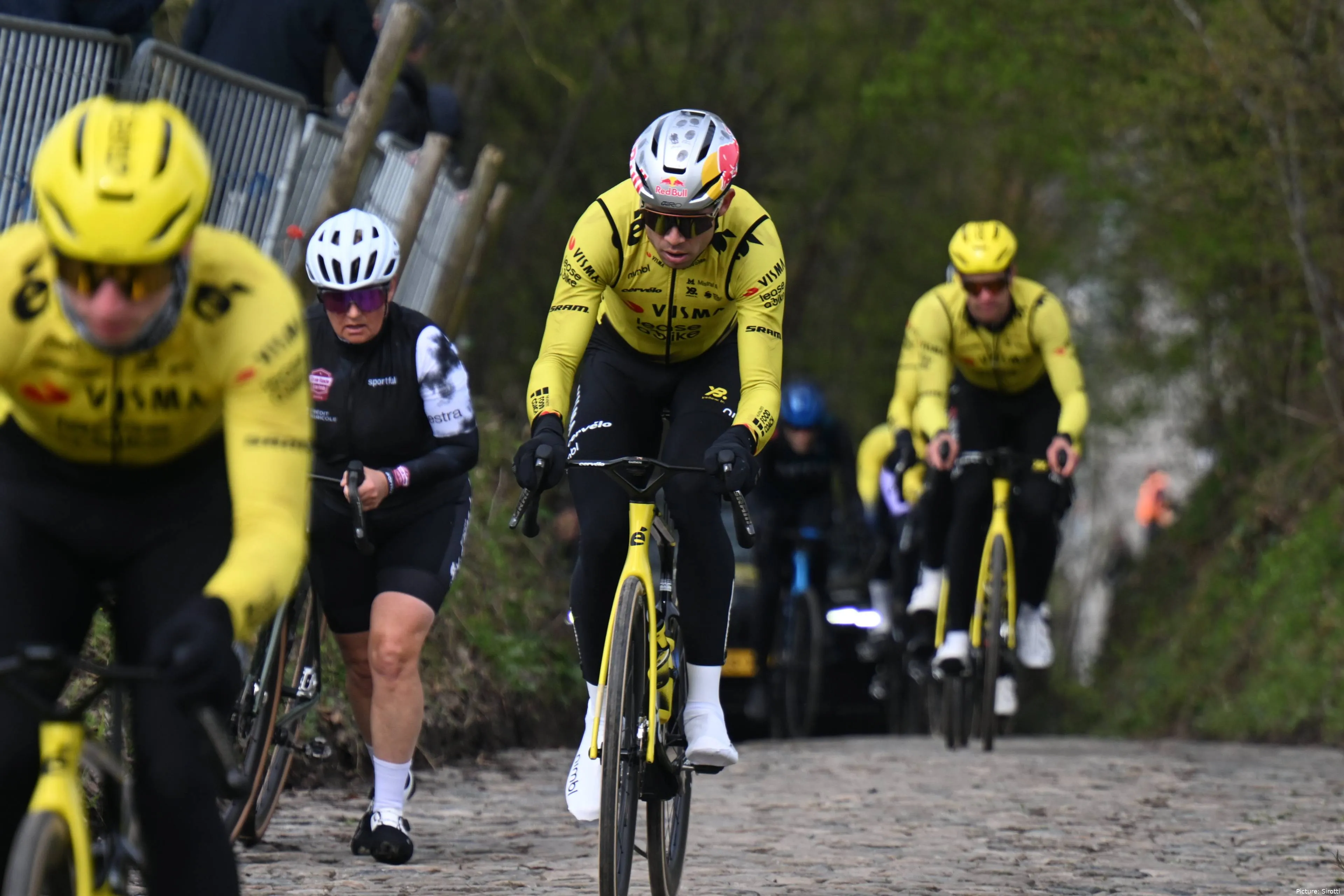 Wout van Aert during recon for the 2026 Tour of Flanders