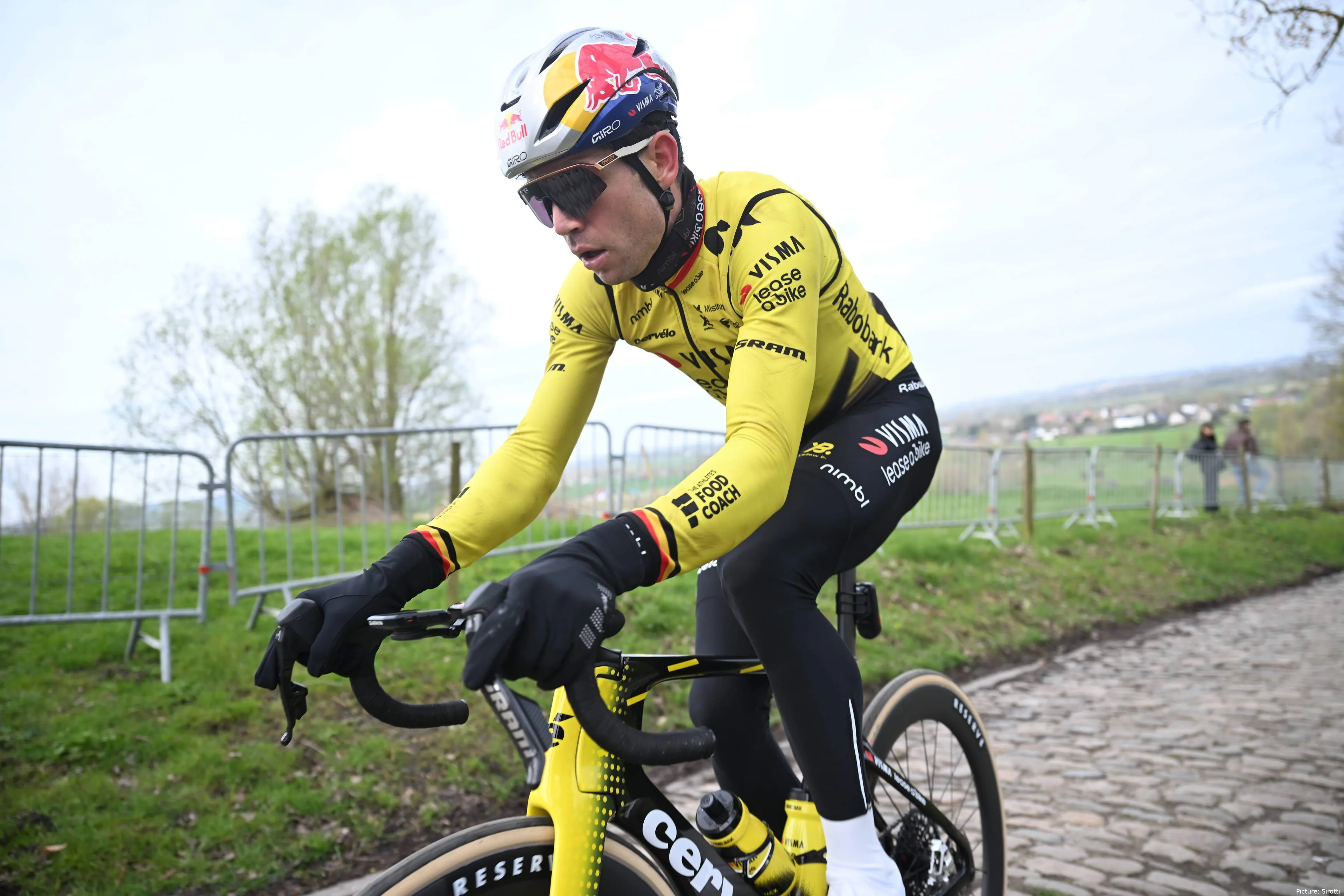 Wout van Aert during recon for the 2026 Tour of Flanders
