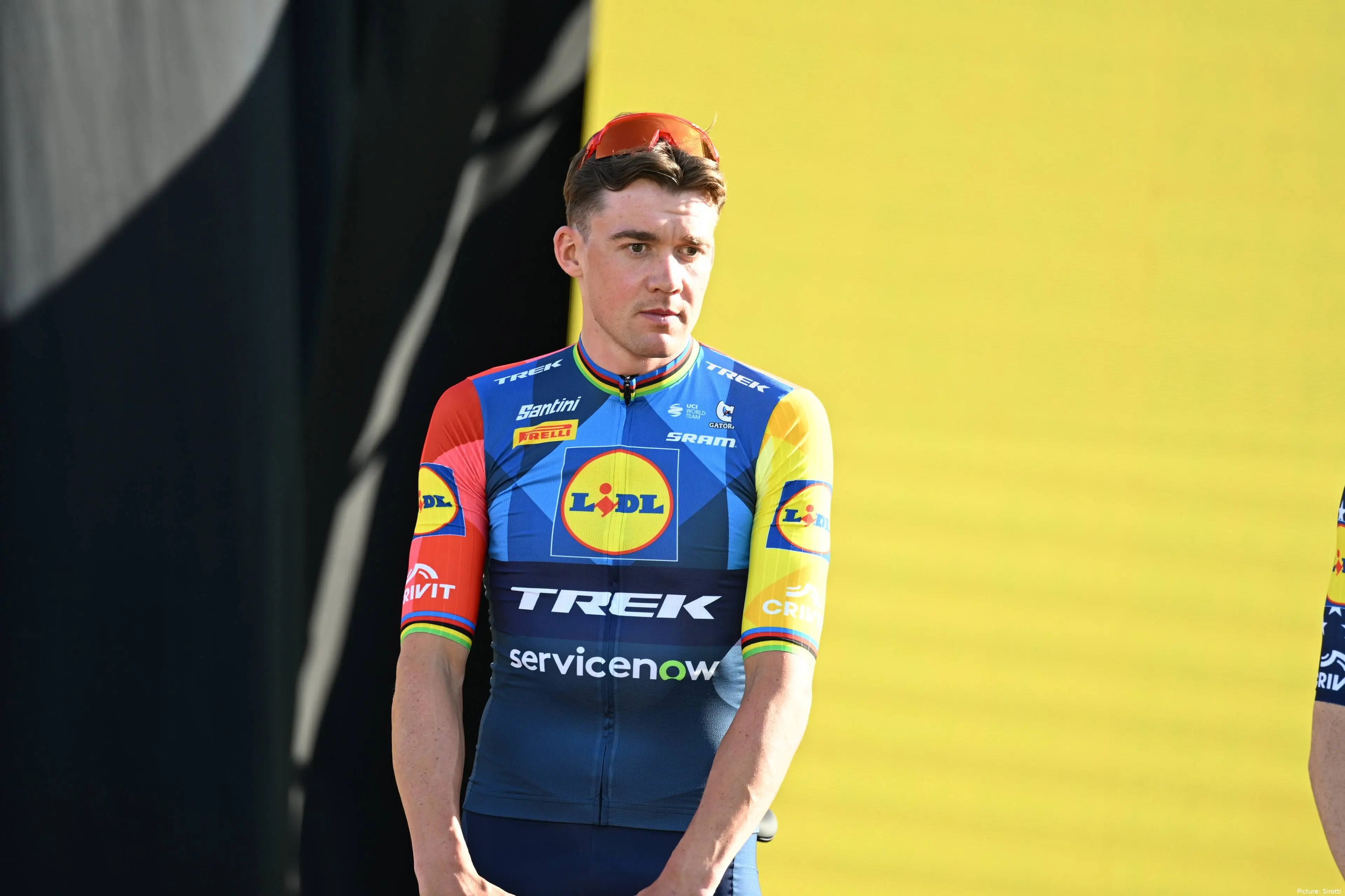 Mads Pedersen at the 2026 Tour de France team presentation