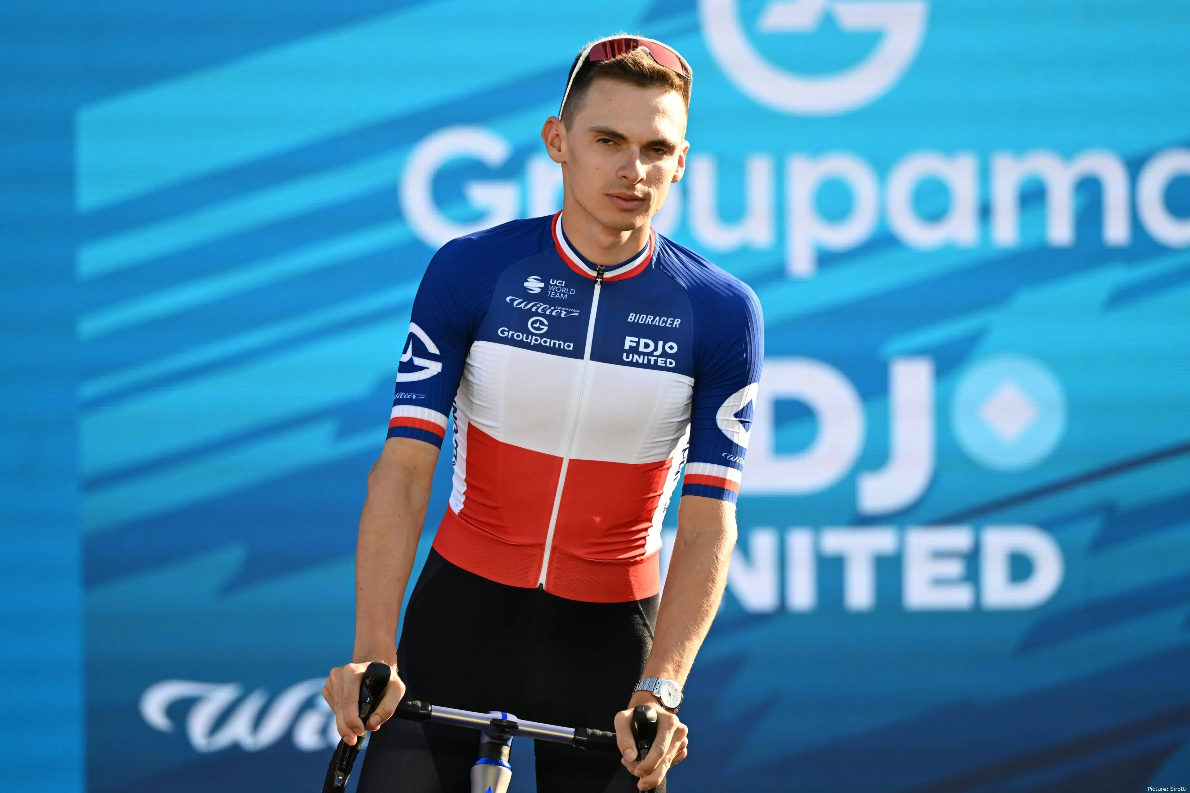 Romain Gregoire at the 2026 Tour de France team presentation