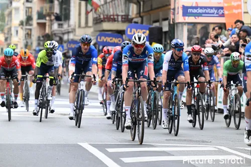 Pedersen, en la llegada de una carrera