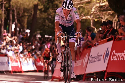 Antonio Tiberi terminó cuarto en la 8ª etapa de la Vuelta a España. Al día siguiente abandonó con un golpe de calor. @Sirotti