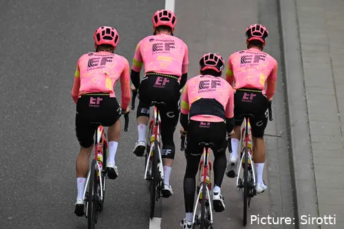 EF Education-EasyPost, en plena carrera.