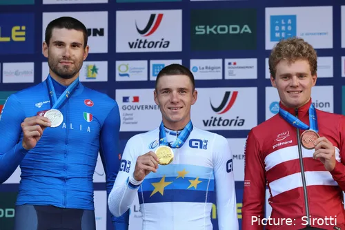 Ganna, Evenepoel, Larsen, en el Campeonato de Europa.&nbsp;
