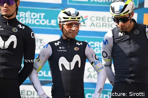 Nairo Quintana, con Movistar Team en la Tirreno Adriático 2026.