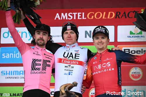 Healy heeft Pogacar eerder op de hielen gezeten tijdens de Amstel Gold Race.