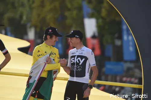 Chris Froome stond in 2018 voor het laatst op het podium in de Tour de France. @Sirotti