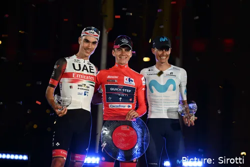 Ayuso (L) eindigde op het podium in de Vuelta a Espana van 2022