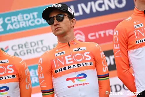 Michal Kwiatkowski bij de teampresentatie van Milaan-Sanremo 2026